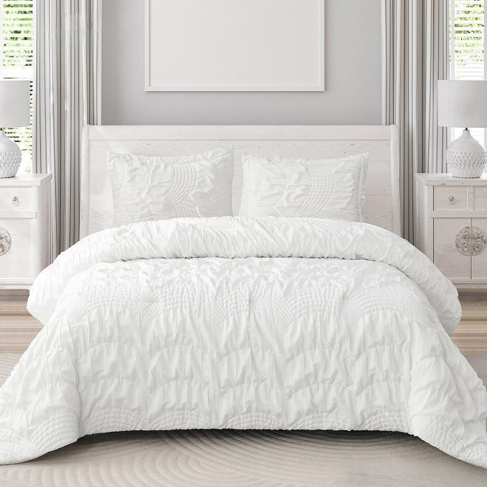 Armando Textured Geometric Ruched pussilakana Pussilakanat vuodevaatteet setti