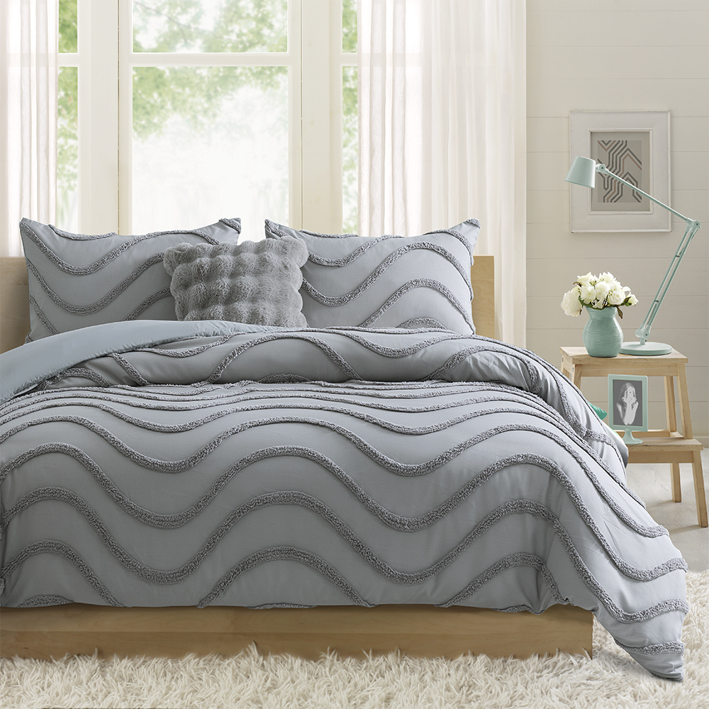 Milah Geometric Wave Moderni tuftattu šenille brodeeraus Pussilakana Pussilakanat vuodevaatteet setti
