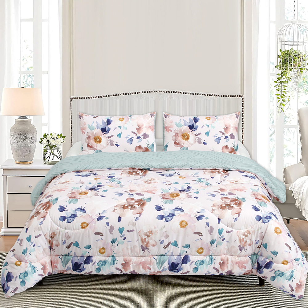 Greta Floral Printed Käännettävä peittosarja