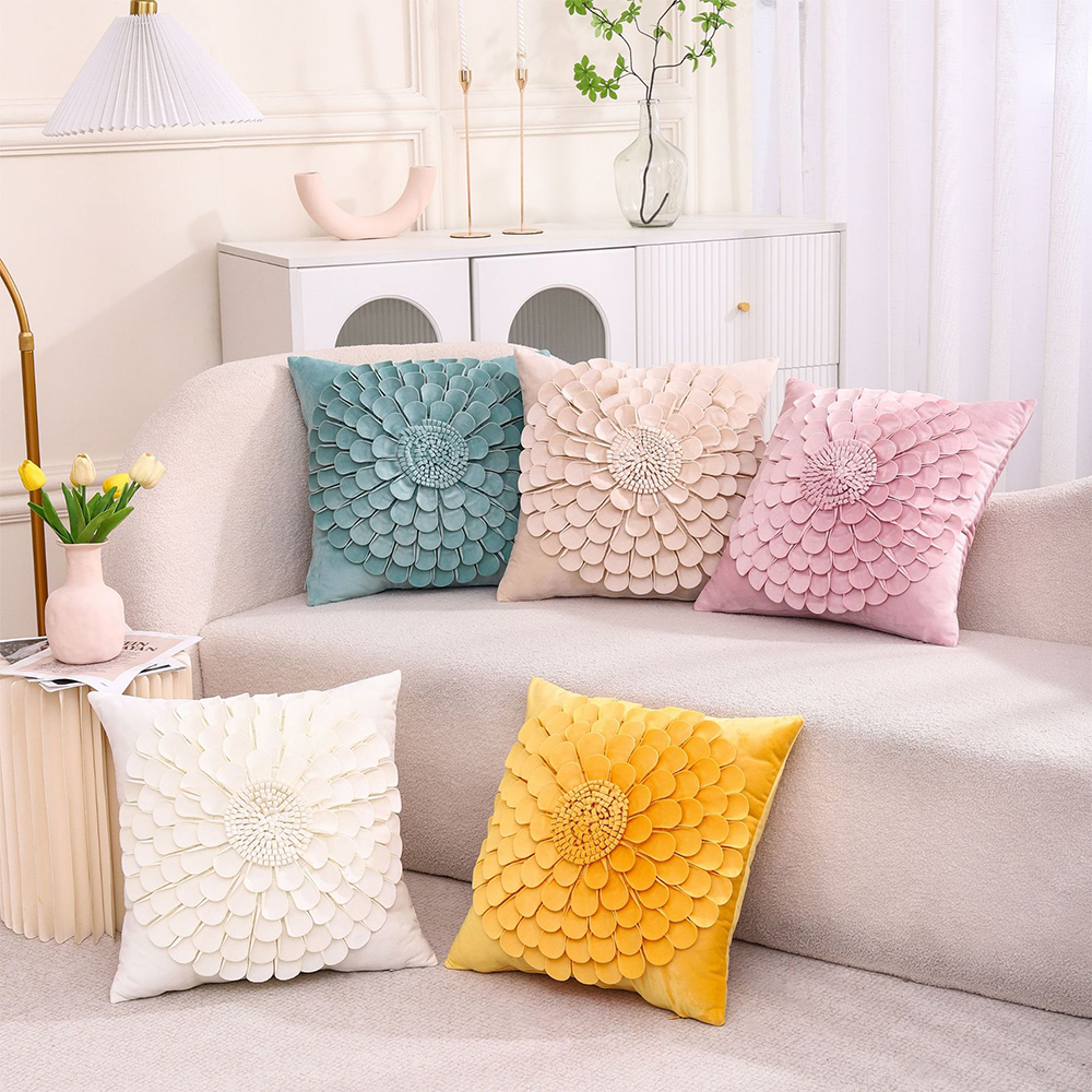 Käsintehty 3D kukkatyynyn deco-tyyny